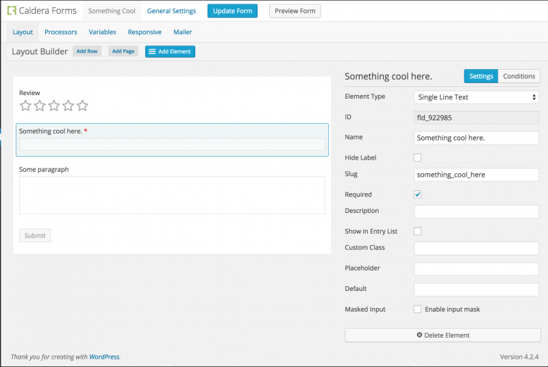 Caldera Form Example - backend