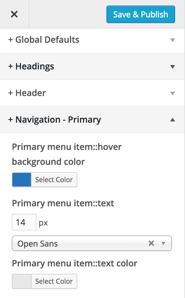 Styles for Genesis Customizer